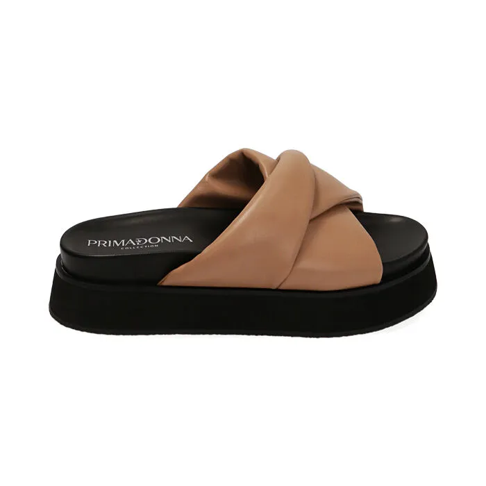 Ciabatte camel, zeppa 3 cm