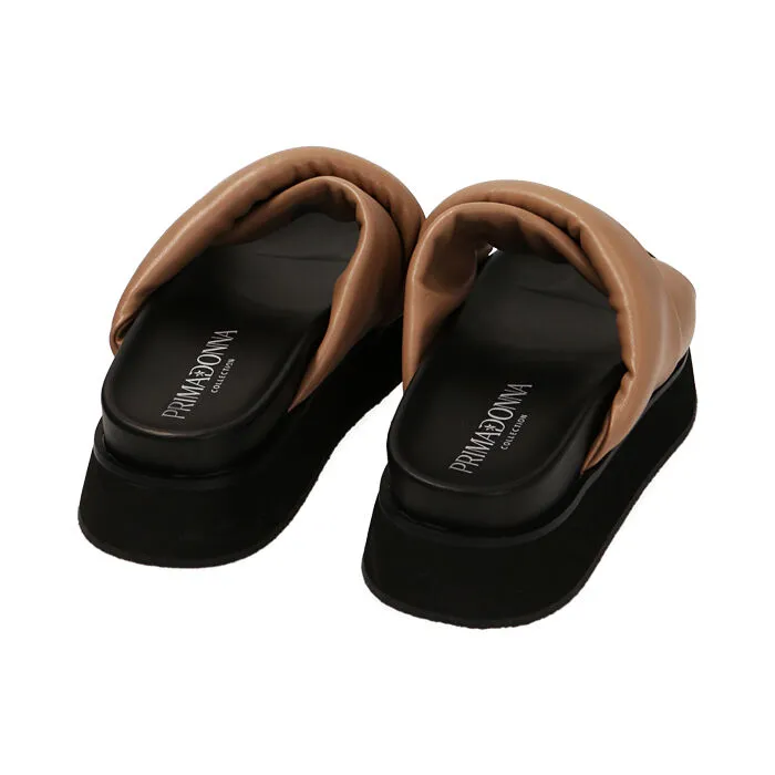 Ciabatte camel, zeppa 3 cm