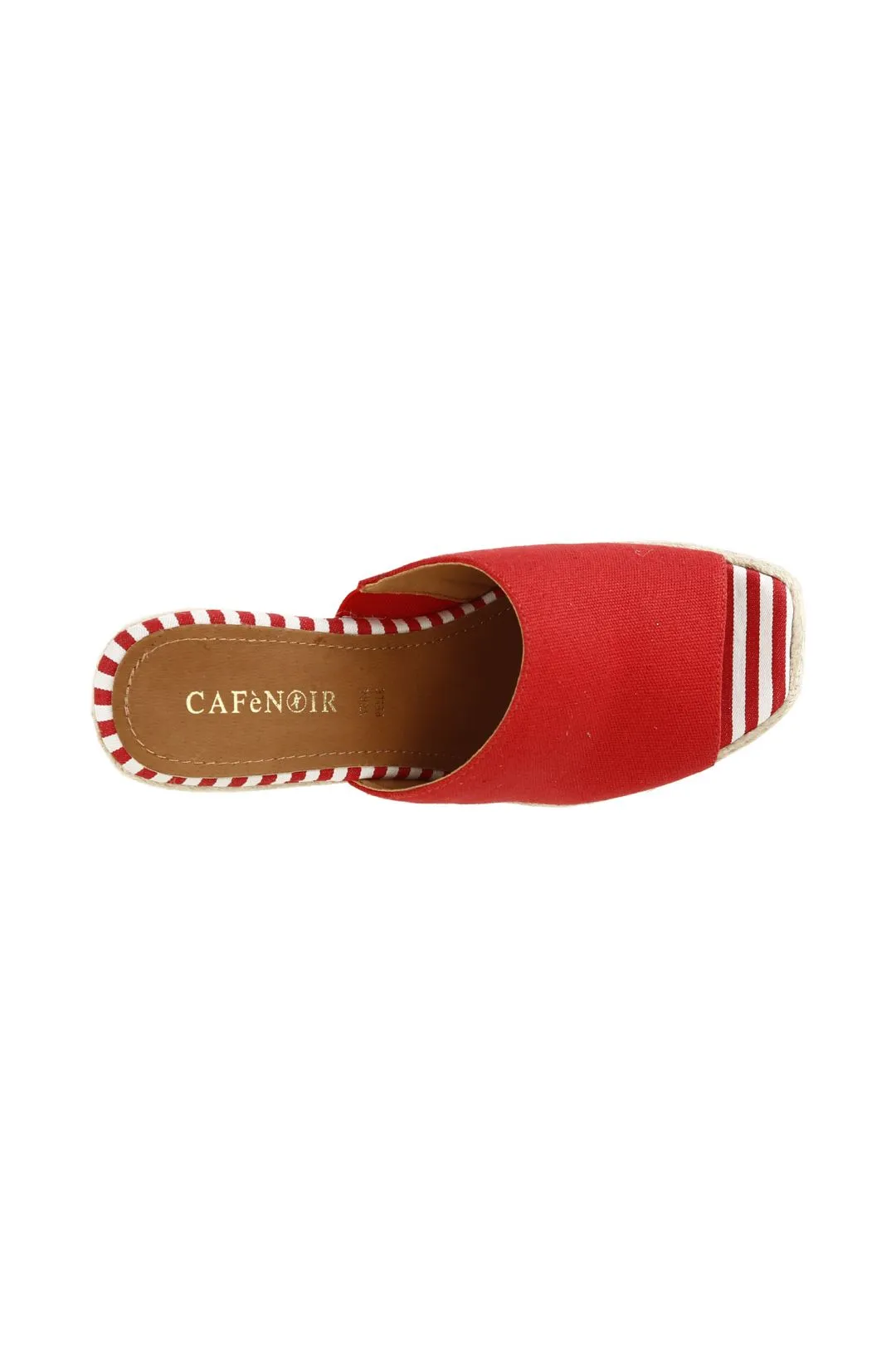 ciabatte in tessuto su zeppa corda rosso