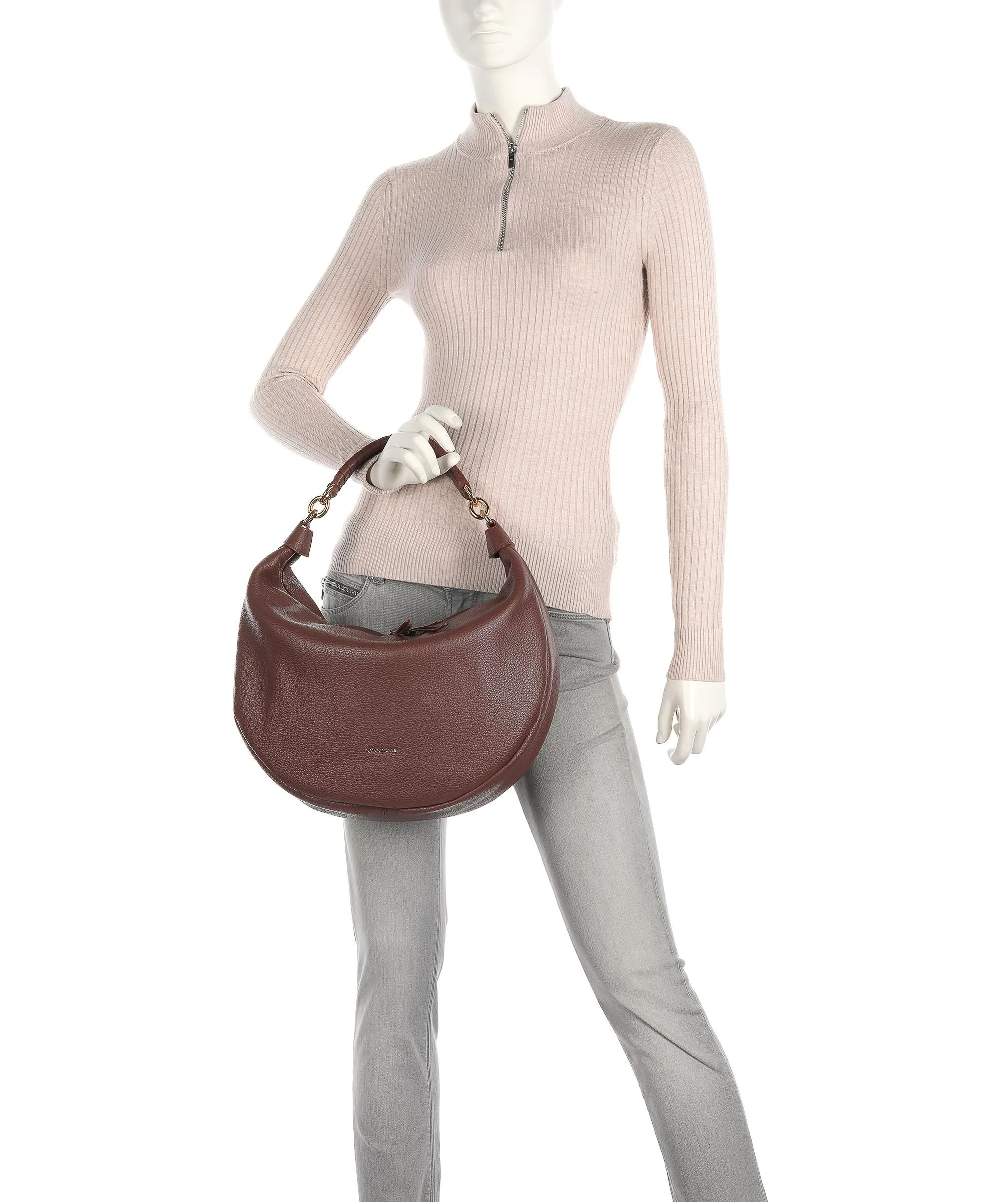  Coccinelle Maelody Borsa hobo pelle granulata marrone scuro  