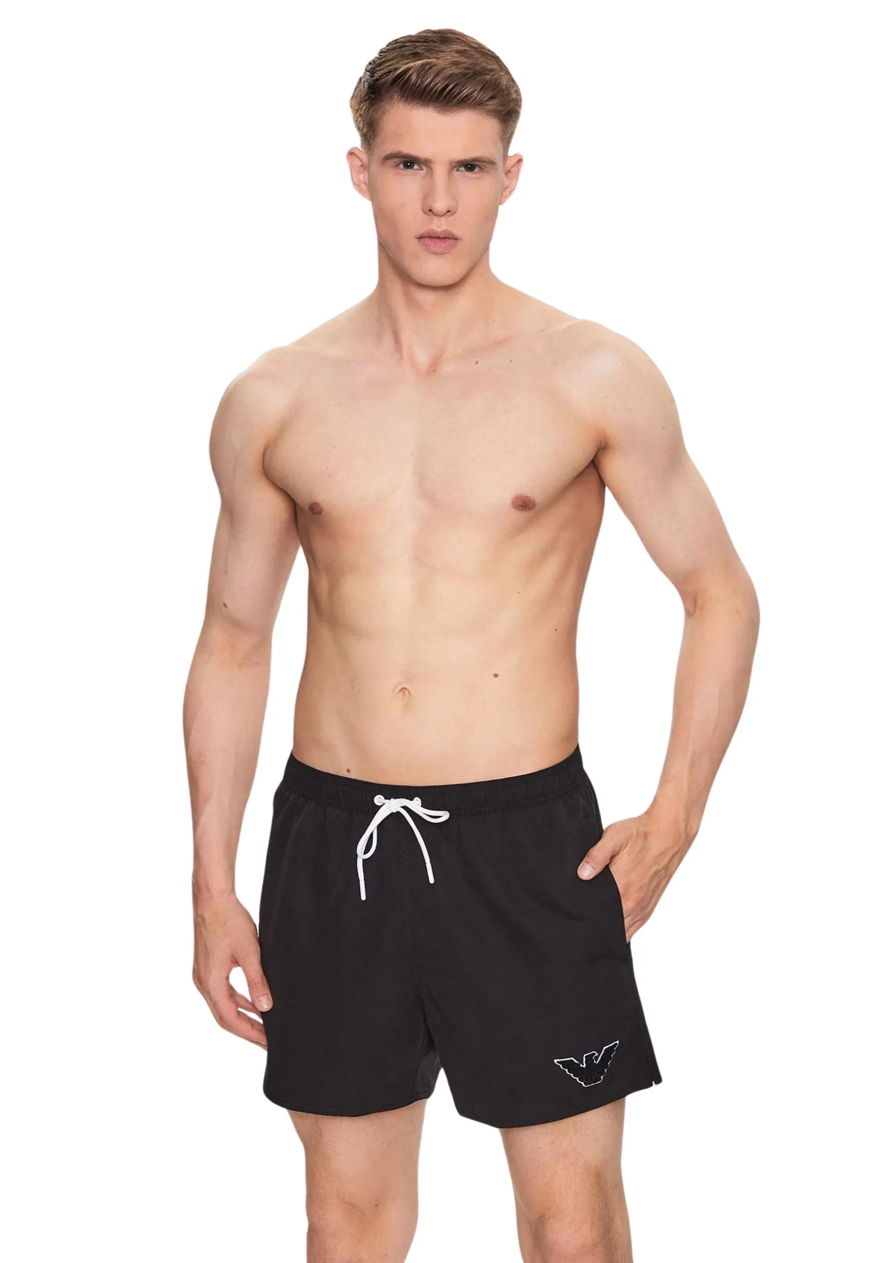 Costume boxer con coulisse e patch aquila in spugna