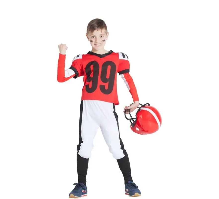 Costume da rugby rosso e bianco per ragazzo