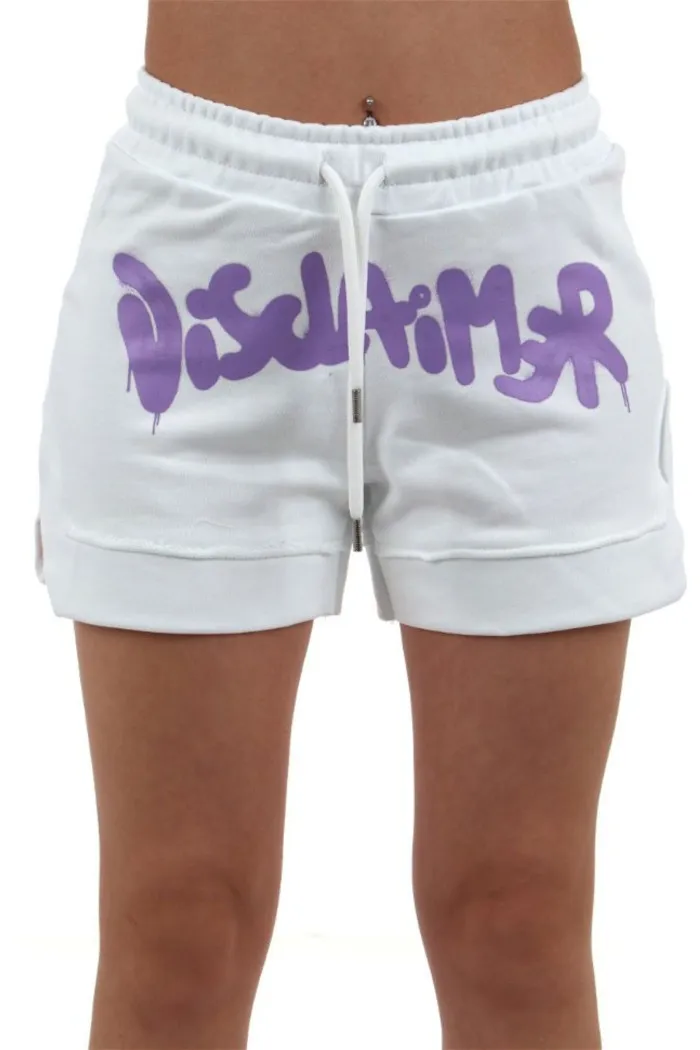 DISCLAIMER SHORT DONNA IN FELPA BIANCO CON COULISSE 54306