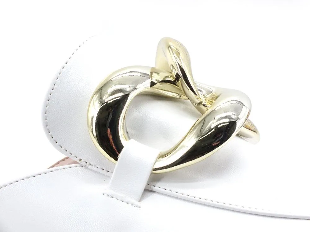 DIVINE FOLLIE Sabot Fibbia Laminato Bianco 190