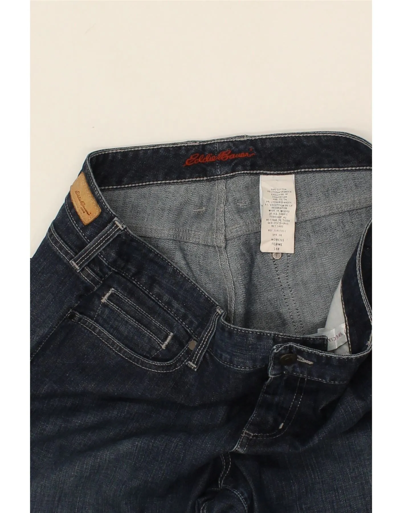 EDDIE BAUER Womens High Rise Cropped Jeans US 14 XL W34 L23 Navy Blue