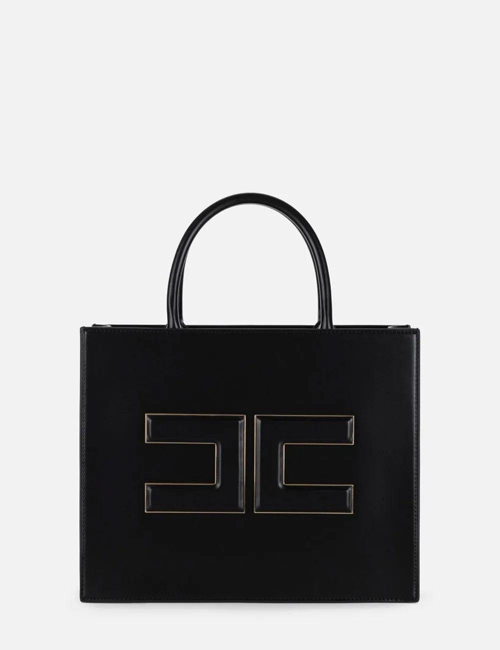 Elisabetta Franchi     Shopper media con placca logo nera