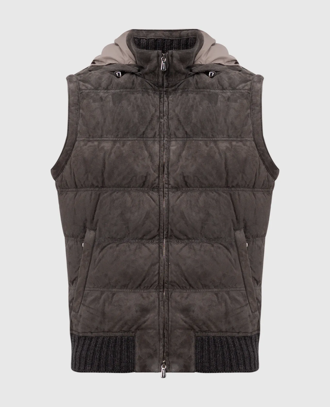 Enrico Mandelli Gilet in piumino scamosciato grigio A9T1787405