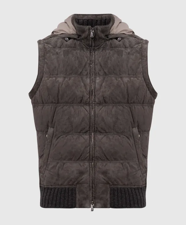 Enrico Mandelli Gilet in piumino scamosciato grigio A9T1787405