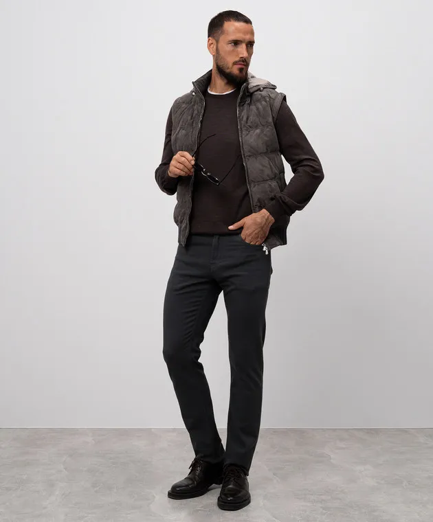 Enrico Mandelli Gilet in piumino scamosciato grigio A9T1787405