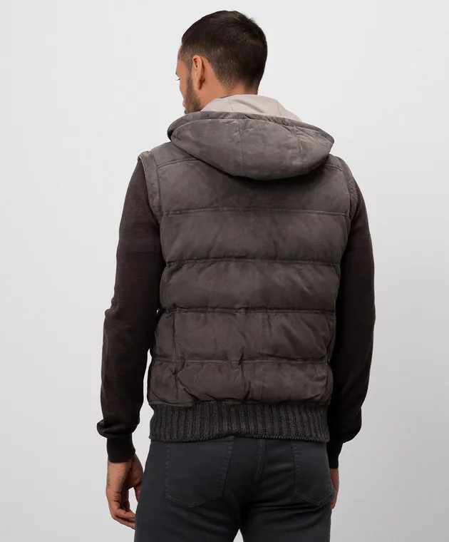 Enrico Mandelli Gilet in piumino scamosciato grigio A9T1787405