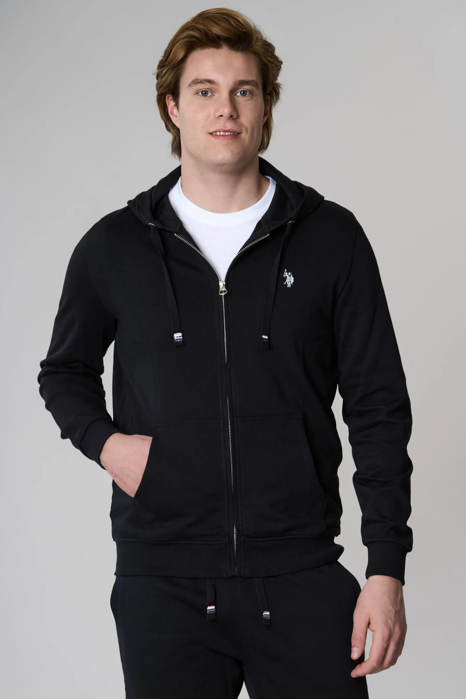 Felpa con cappuccio e chiusura zip con loogo
