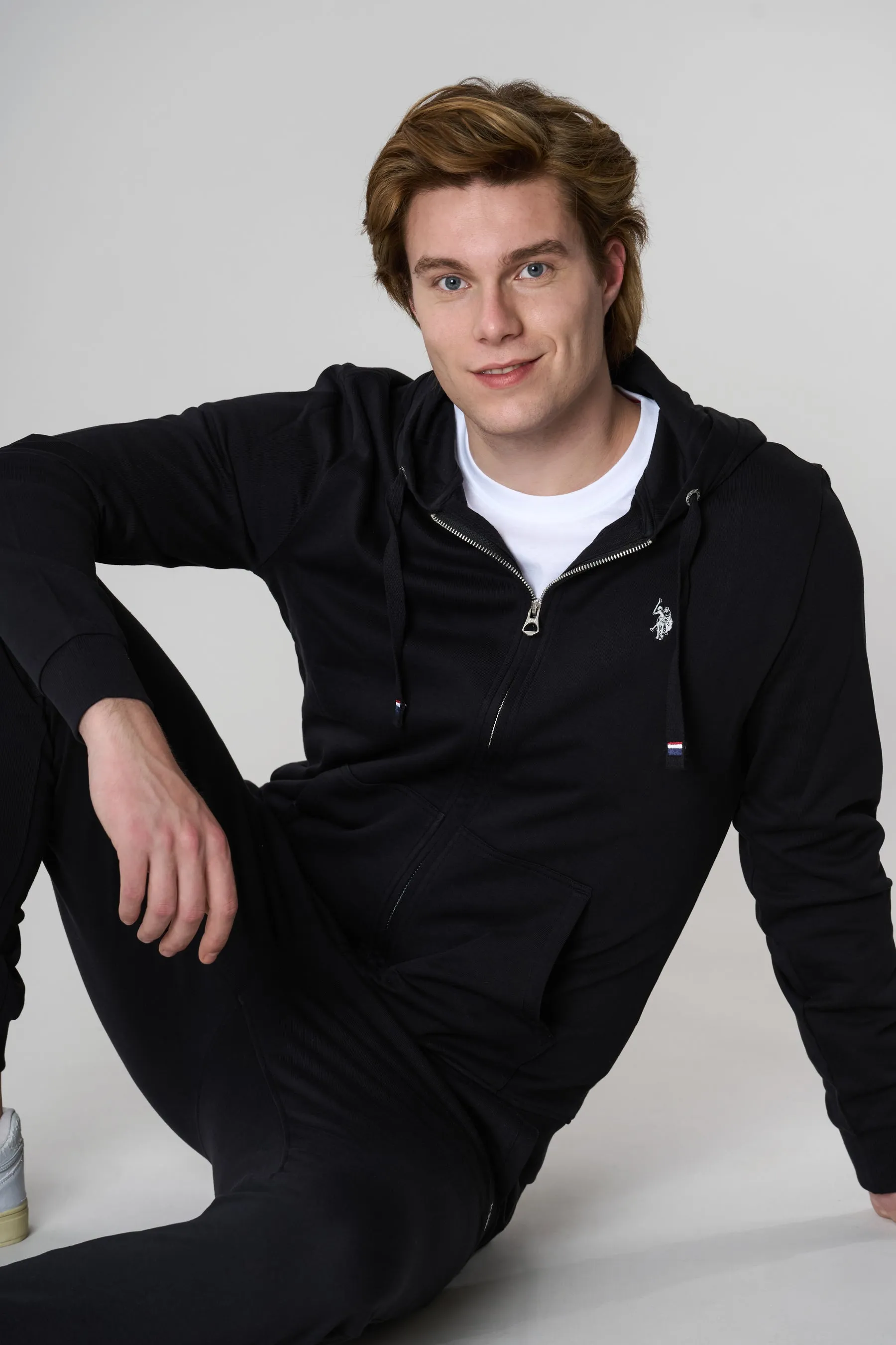 Felpa con cappuccio e chiusura zip con loogo