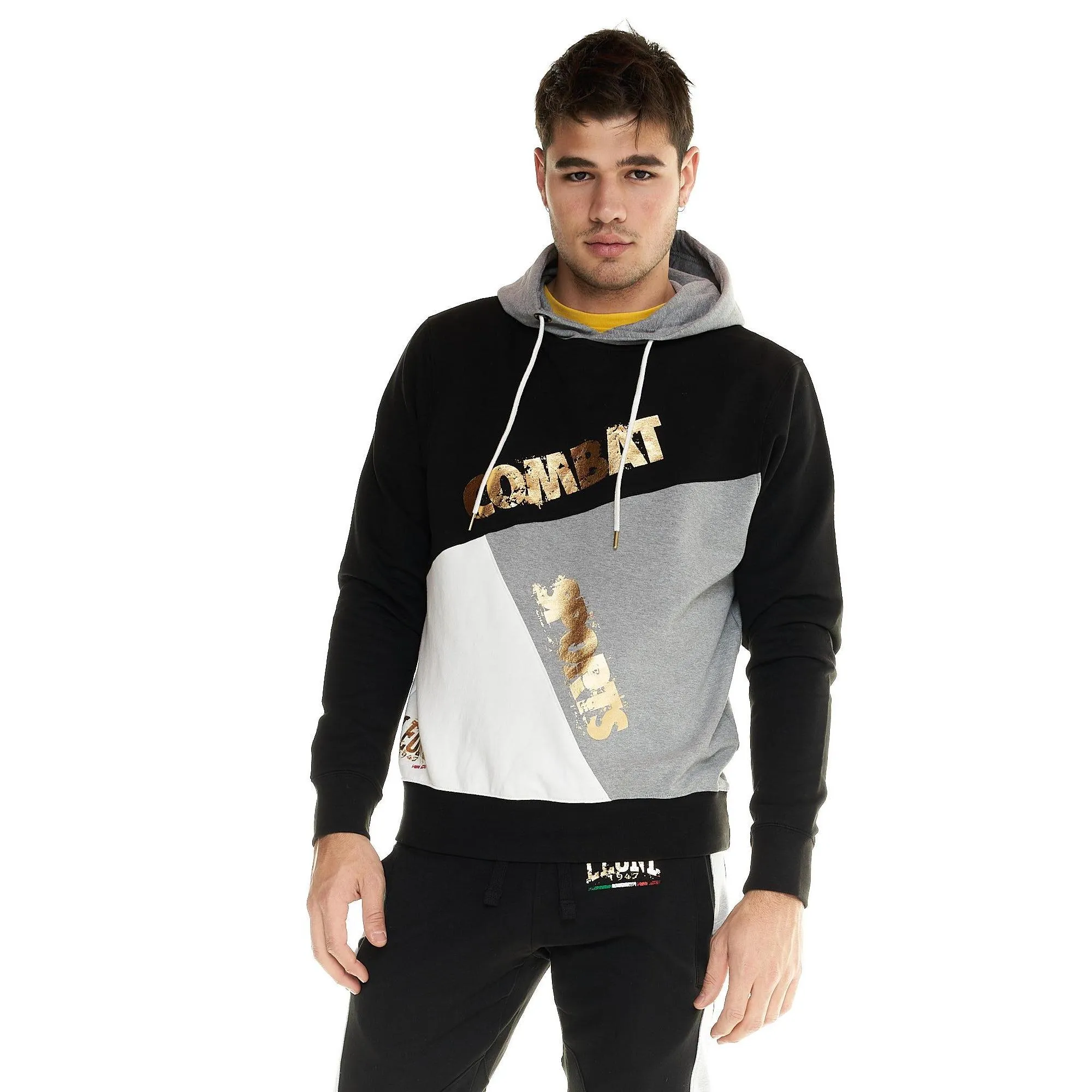Felpa Leone uomo color block Winter Gold