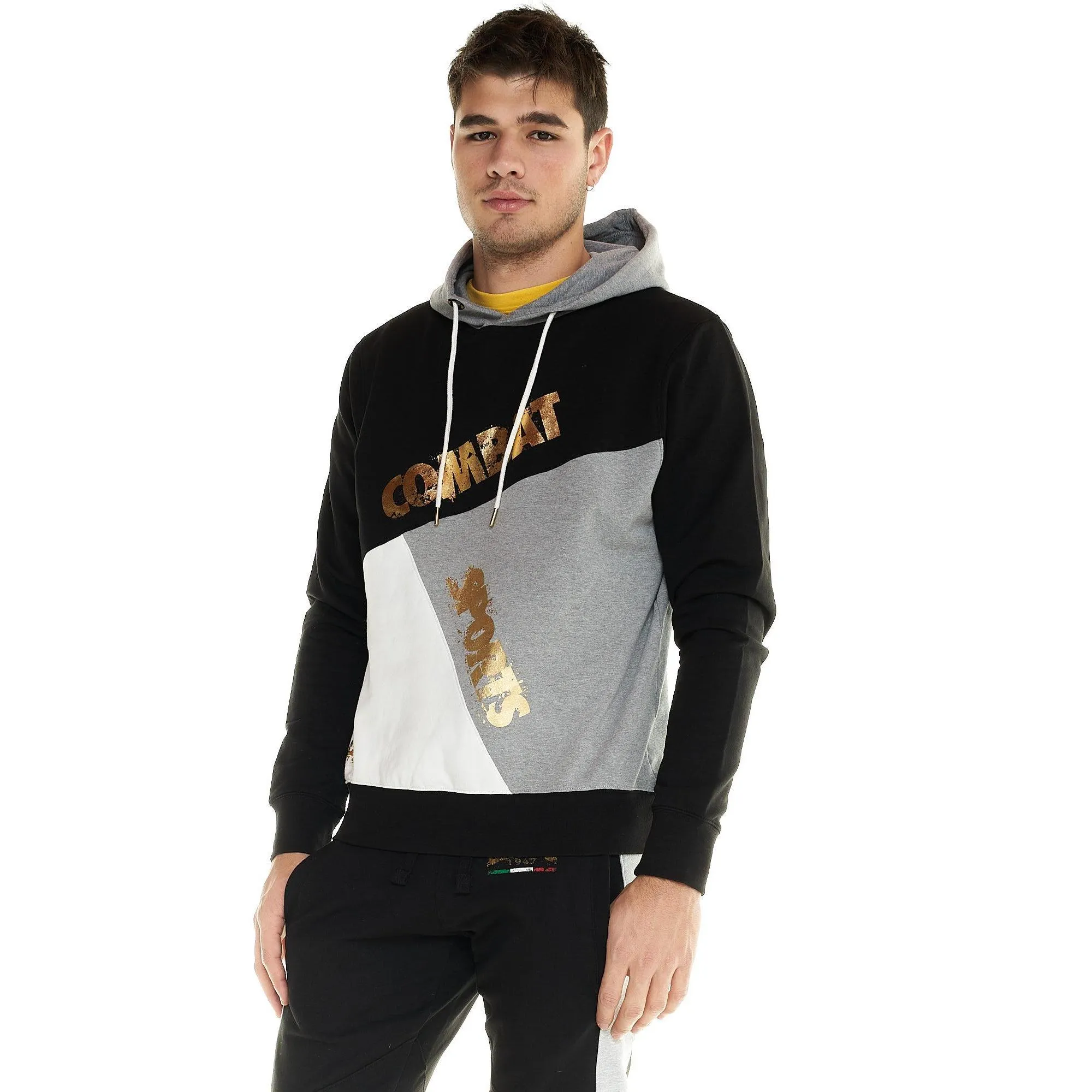 Felpa Leone uomo color block Winter Gold