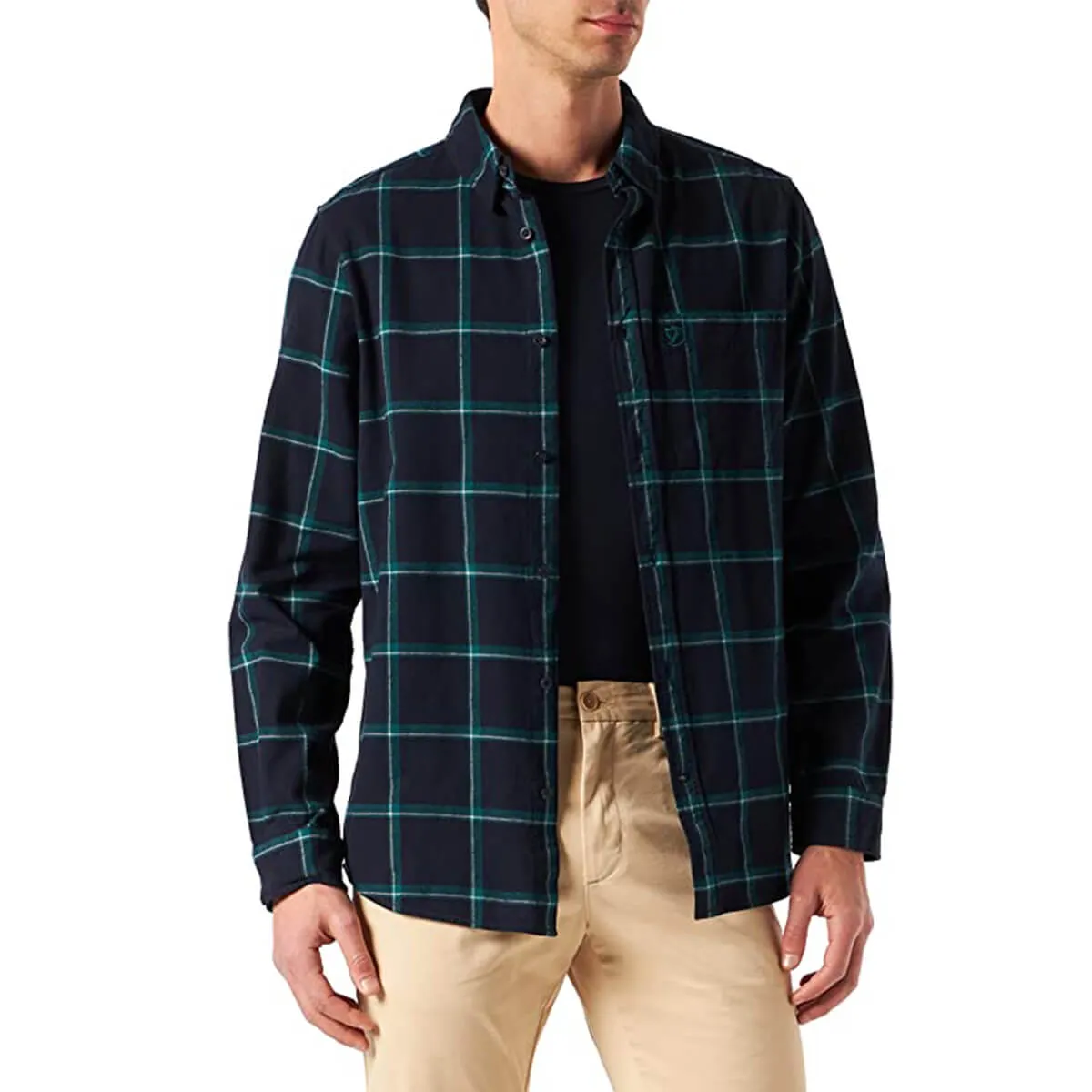 Fjallraven camicia uomo m/l ovik comfort colore blu scuro/verde artico
