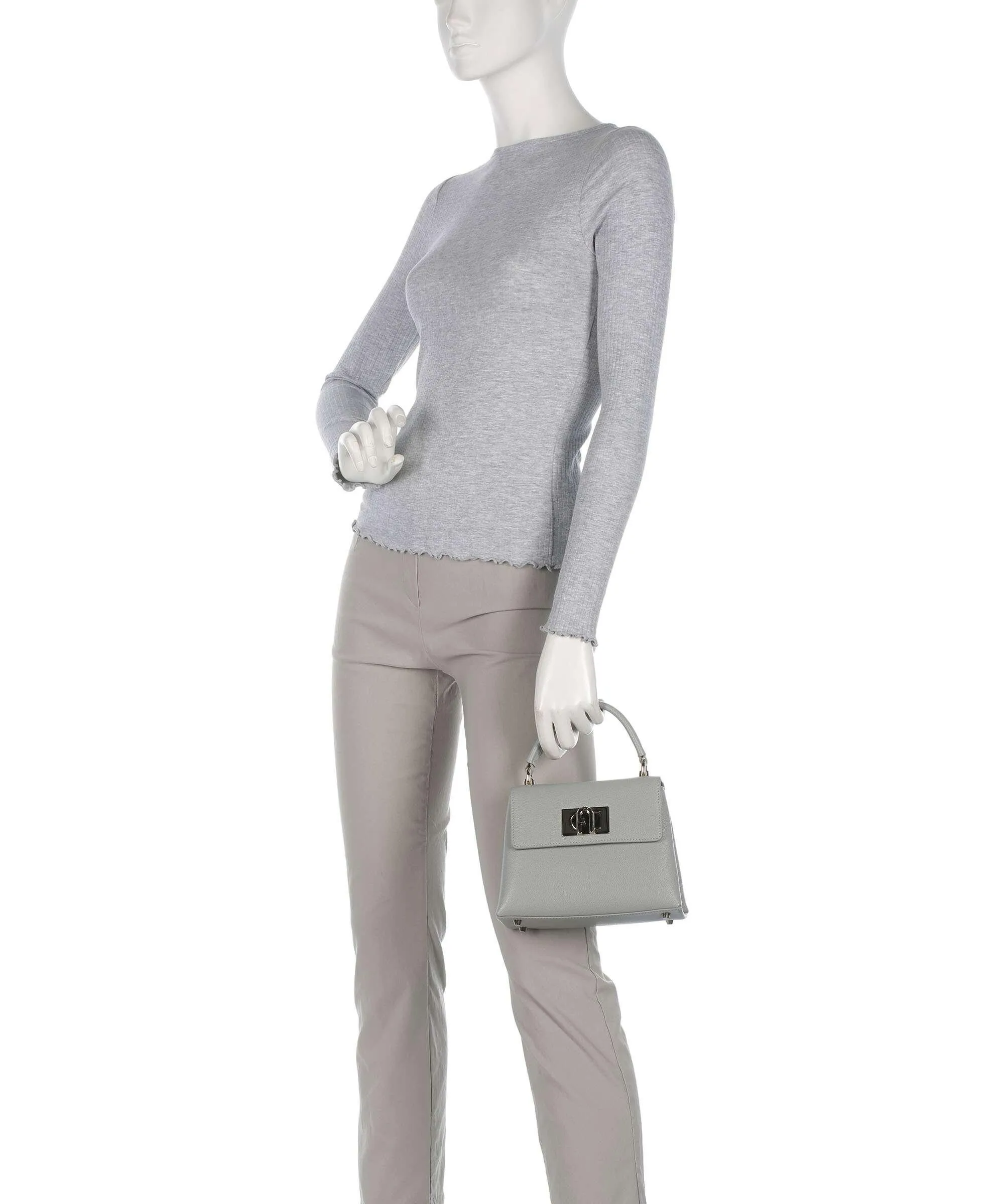  Furla 1927 Mini Borsa a tracolla pelle granulata grigio  