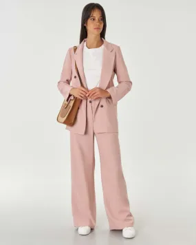 Giacca doppiopetto aperta rosa antico in misto viscosa con finte tasche con patta