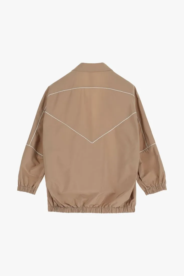 Giacca monopetto bicolor con orli elasticizzati sul retro