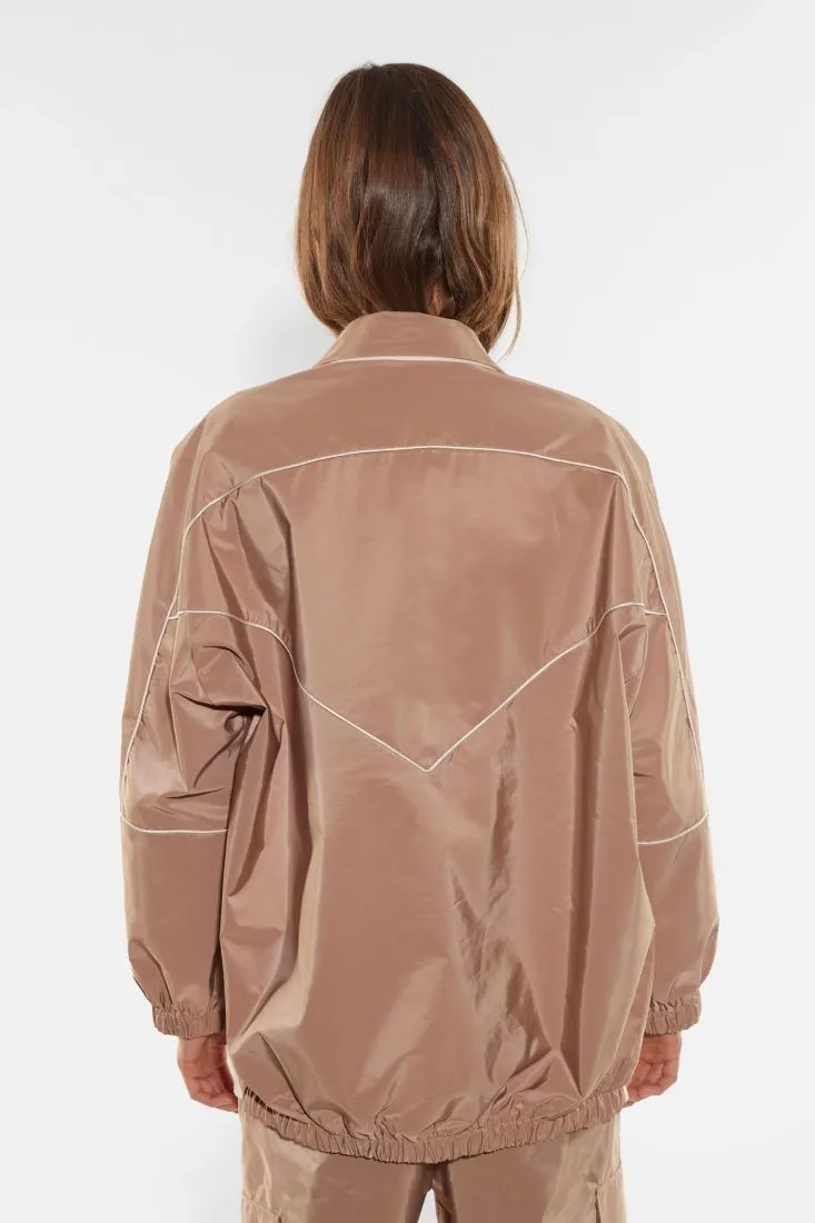 Giacca monopetto bicolor con orli elasticizzati sul retro