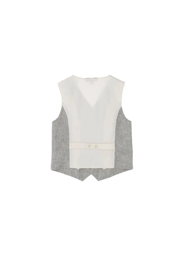 Gilet bambino a righe con taschini a filetto