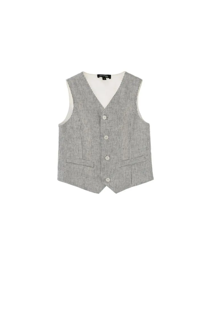 Gilet bambino a righe con taschini a filetto