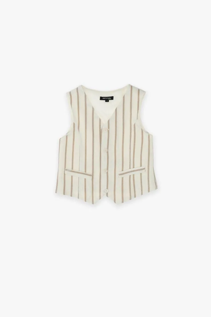 Gilet bambino fantasia a righe con taschini a filetto