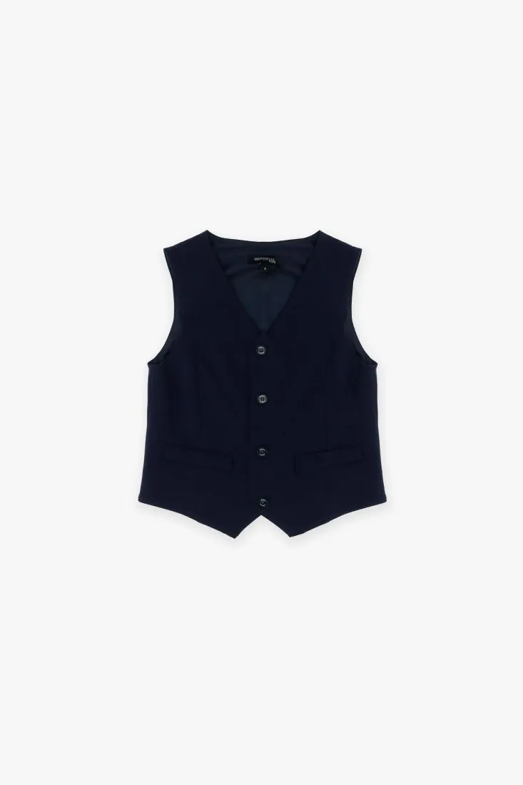 Gilet bambino monocolour con taschini a filetto