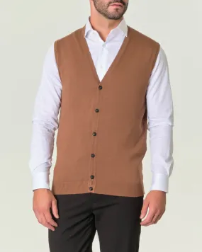 Gilet color cammello tinta unita con bottoni