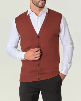 Gilet color caramello tinta unita con bottoni