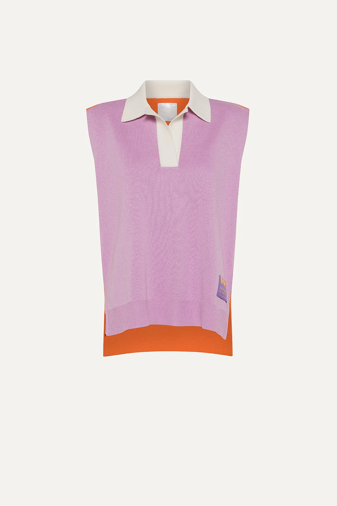 GILET COLORATO IN COTONE 4057 - LILLA/ARANCIO