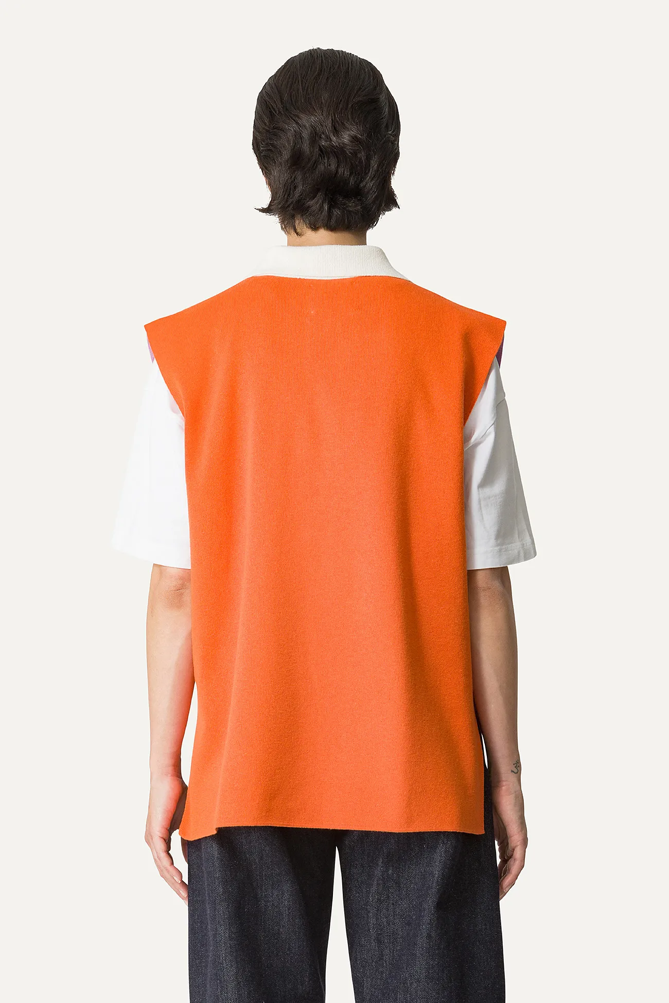 GILET COLORATO IN COTONE 4057 - LILLA/ARANCIO