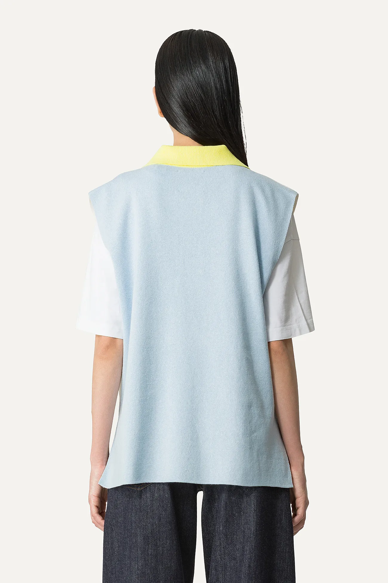 GILET COLORATO IN COTONE 4057 - PANNA/AZZURRO