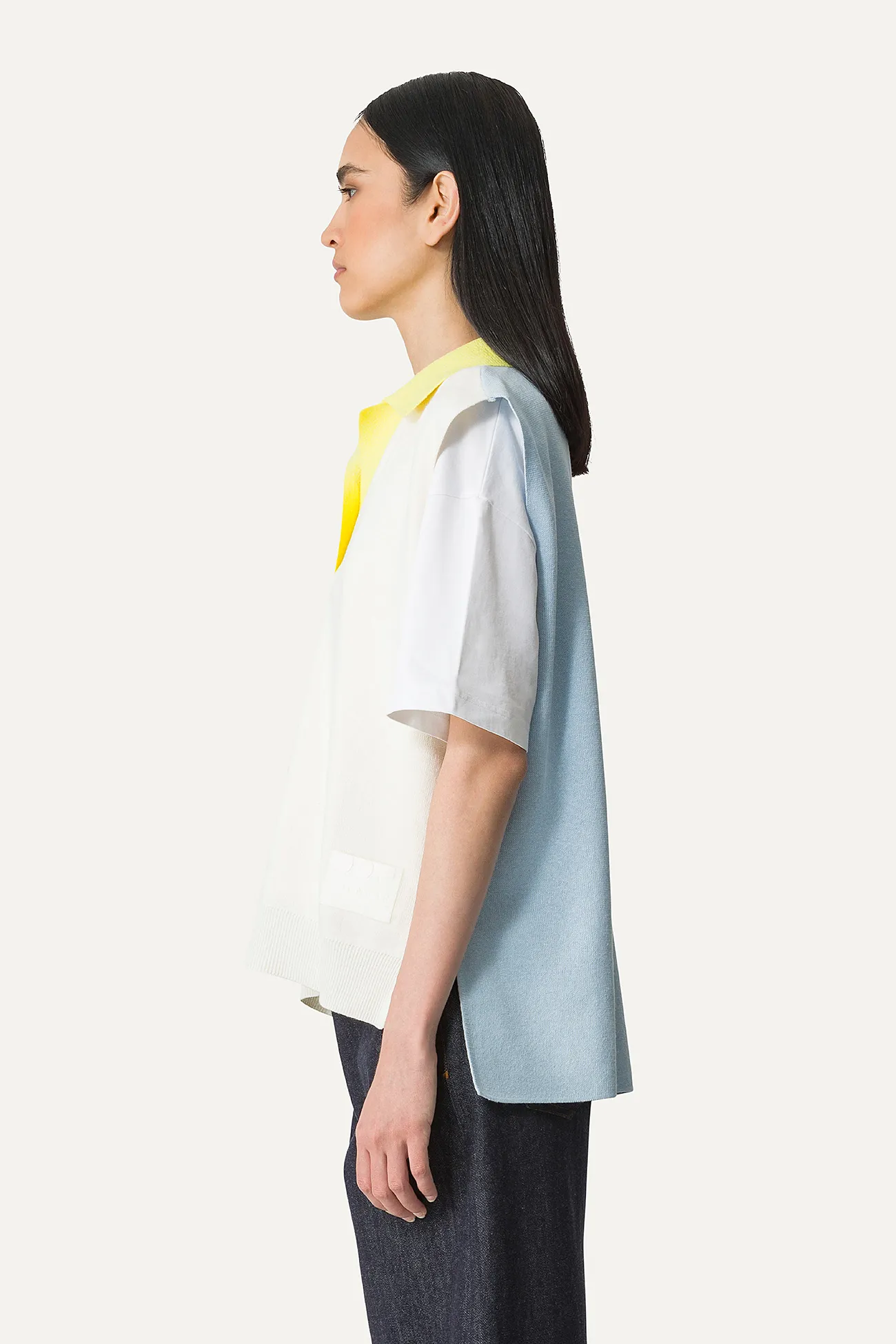 GILET COLORATO IN COTONE 4057 - PANNA/AZZURRO