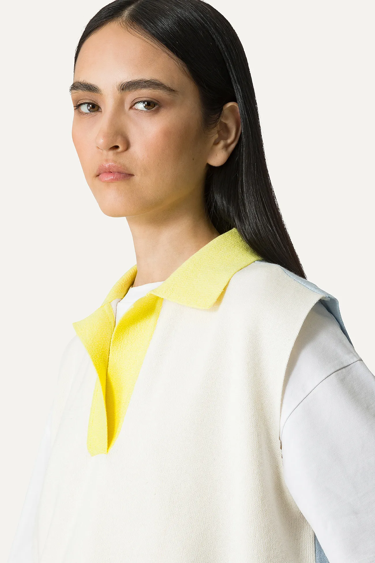 GILET COLORATO IN COTONE 4057 - PANNA/AZZURRO