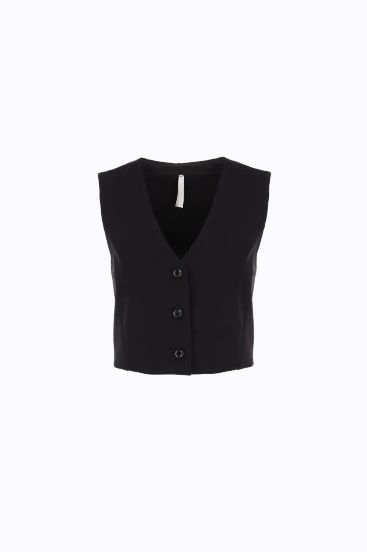 Gilet cropped con scollo a V