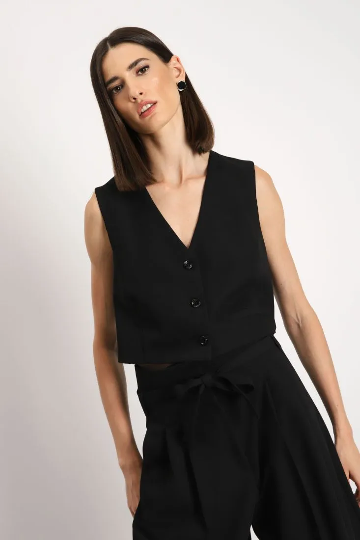 Gilet cropped con scollo a V