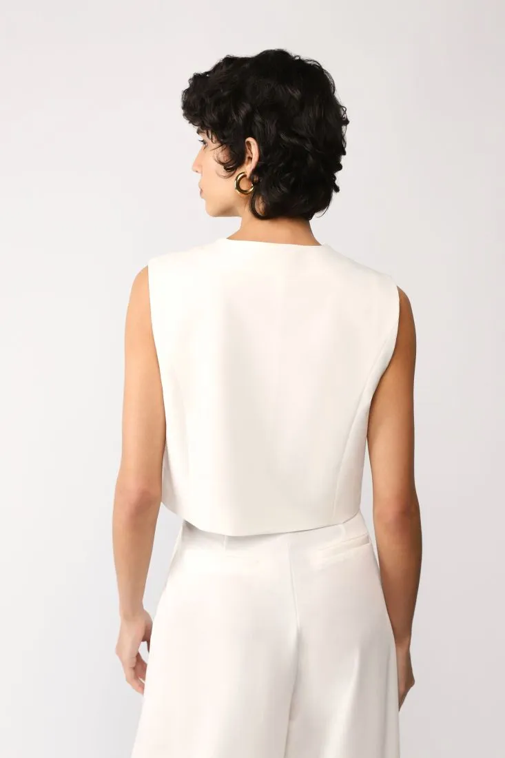Gilet cropped monocolour con taschino