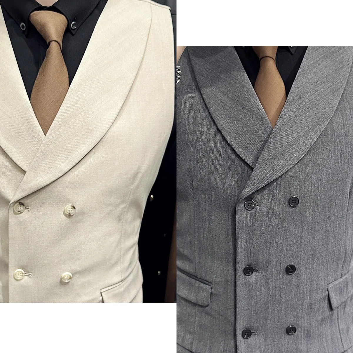 Gilet doppiopetto da uomo con bavero o pantaloni da completo o set da 2 pezzi (pantaloni e gilet) Abbigliamento da testimone del