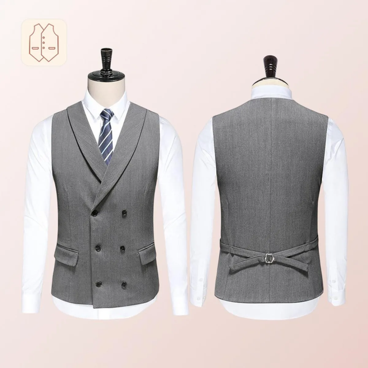 Gilet doppiopetto da uomo con bavero o pantaloni da completo o set da 2 pezzi (pantaloni e gilet) Abbigliamento da testimone del