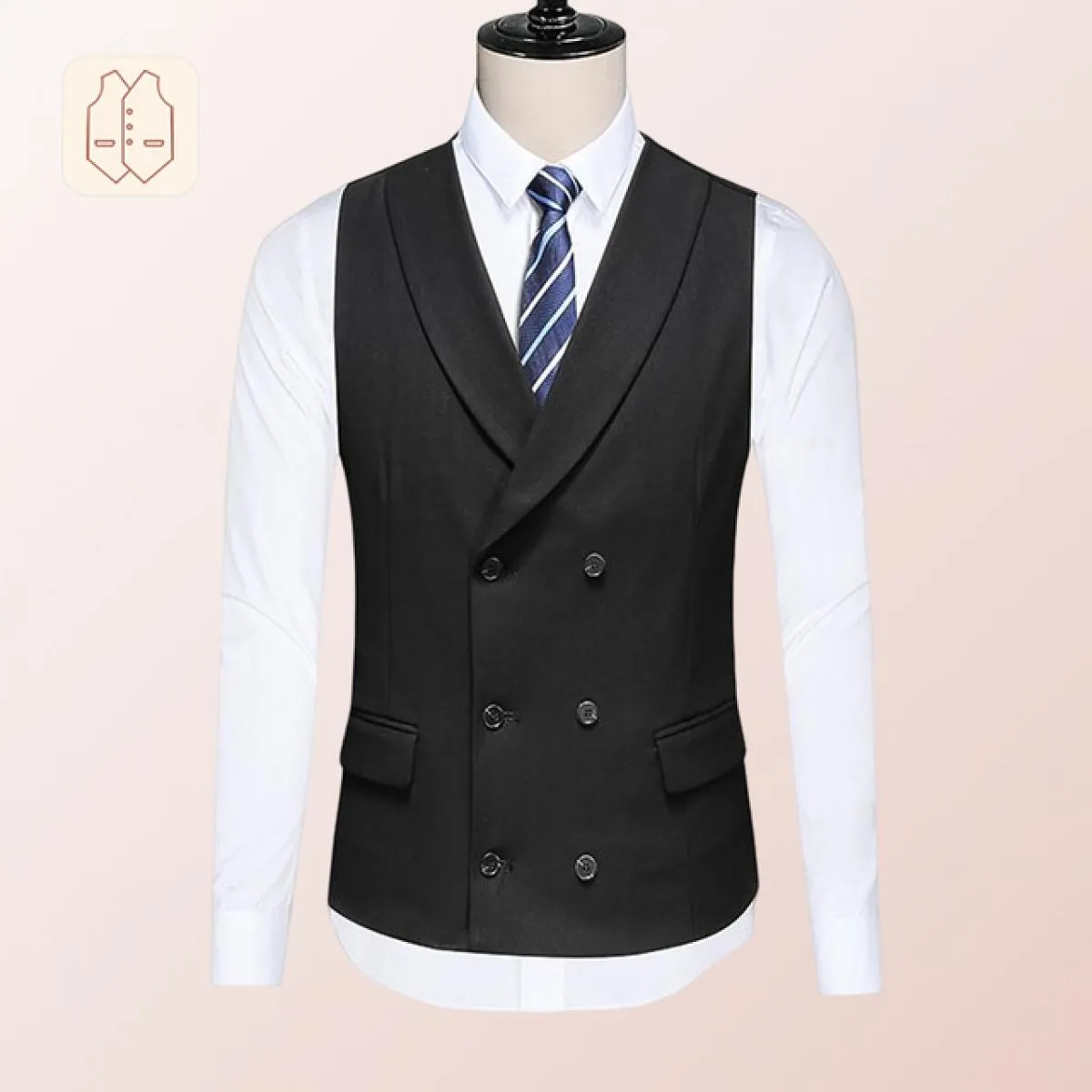 Gilet doppiopetto da uomo con bavero o pantaloni da completo o set da 2 pezzi (pantaloni e gilet) Abbigliamento da testimone del