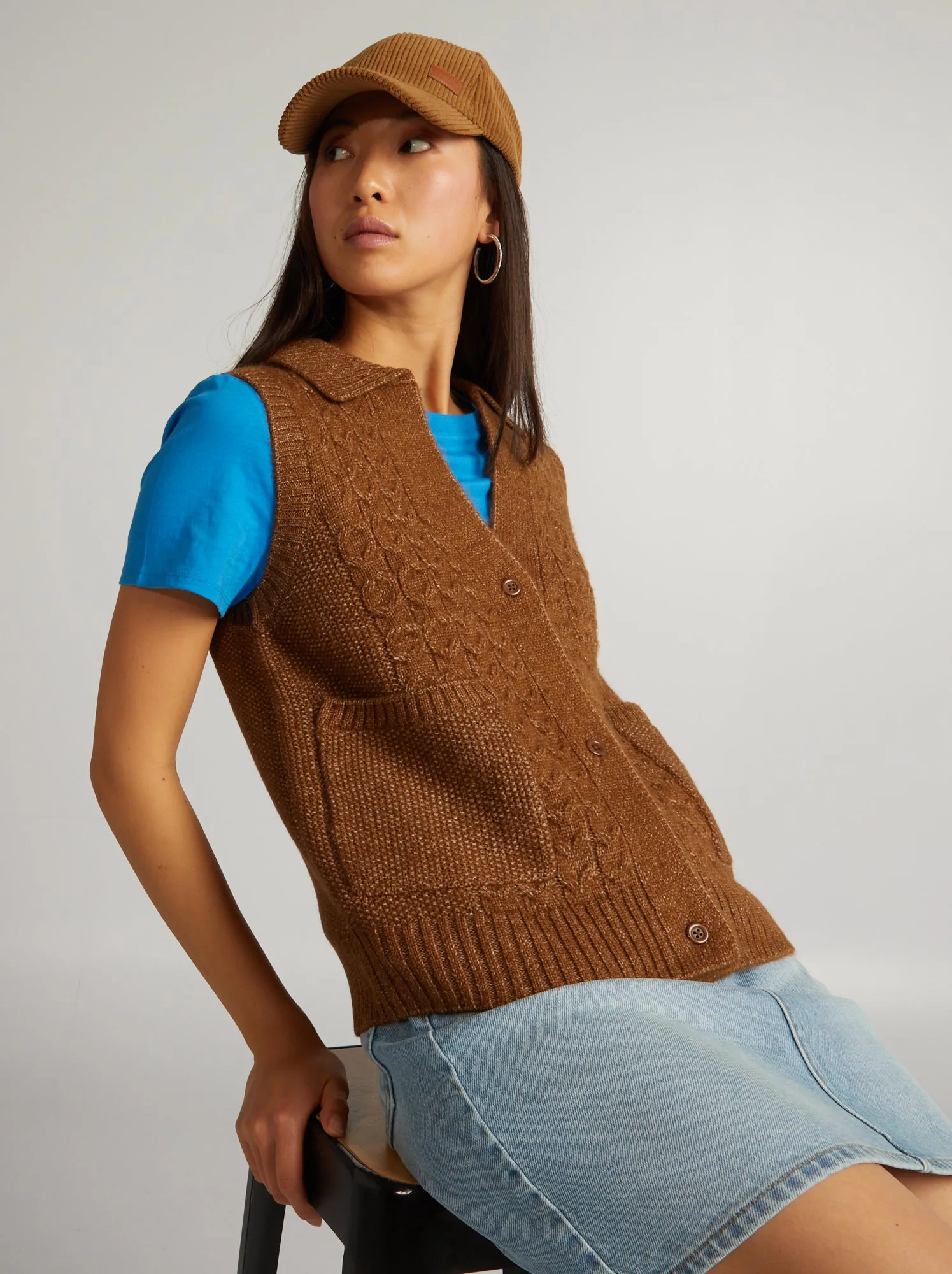 Gilet in maglia - MARRONE