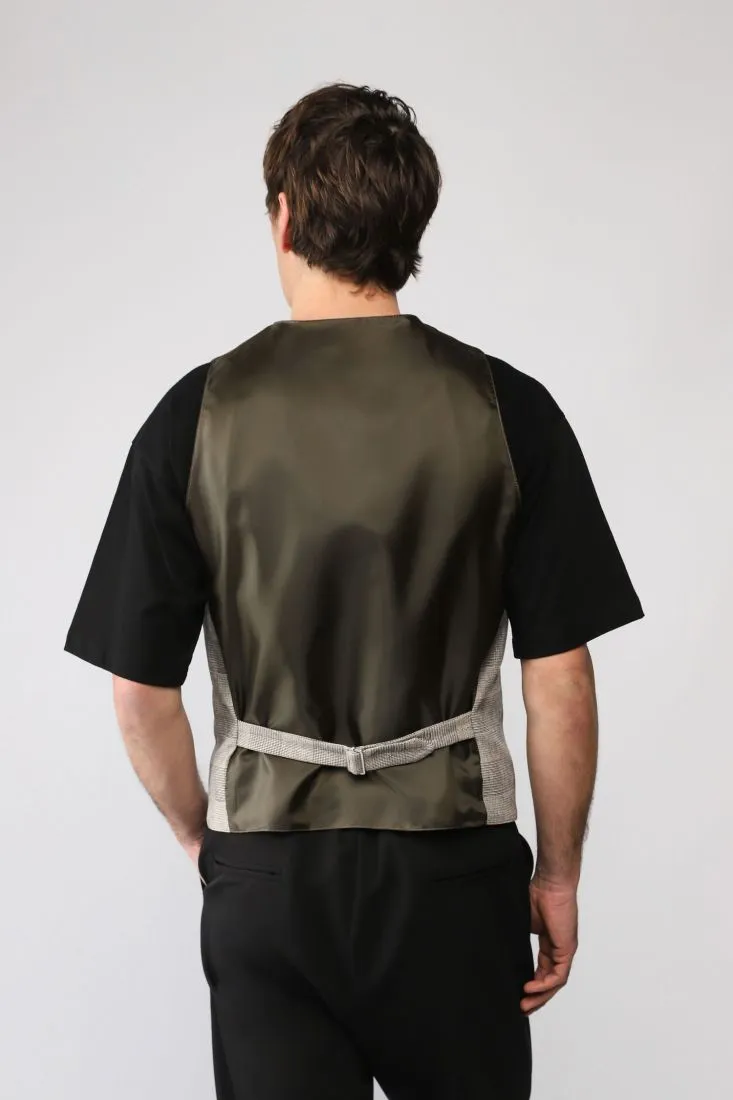 Gilet monopetto a righe con tasche a filetto
