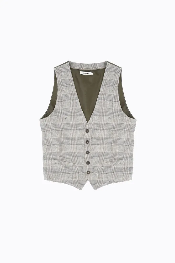 Gilet monopetto a righe con tasche a filetto
