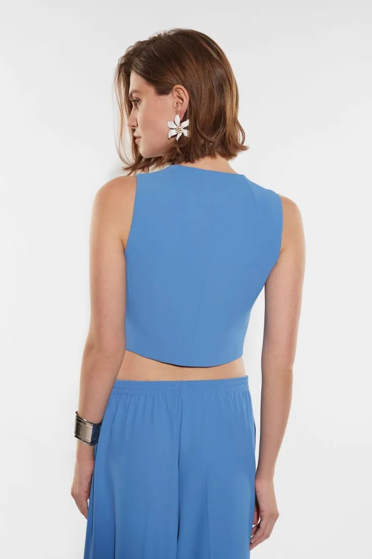Gilet monopetto con fiore applicato