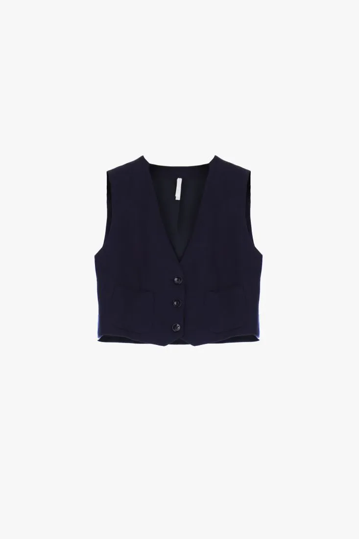 Gilet monopetto con tasche applicate