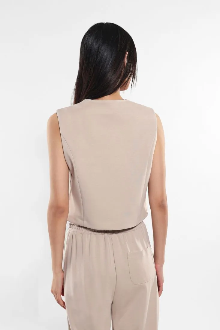 Gilet monopetto con tasche applicate
