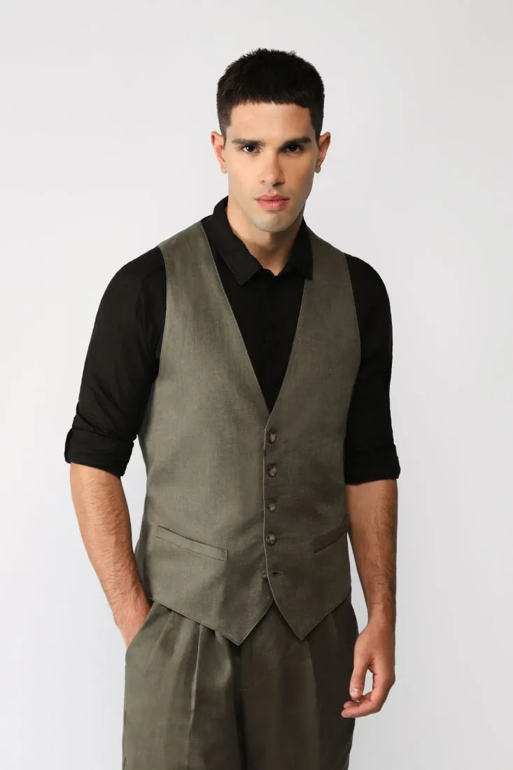 Gilet monopetto monocolour con tasche a filetto