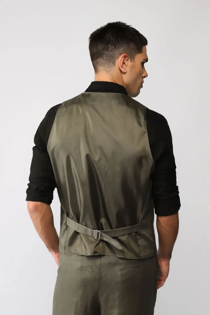 Gilet monopetto monocolour con tasche a filetto