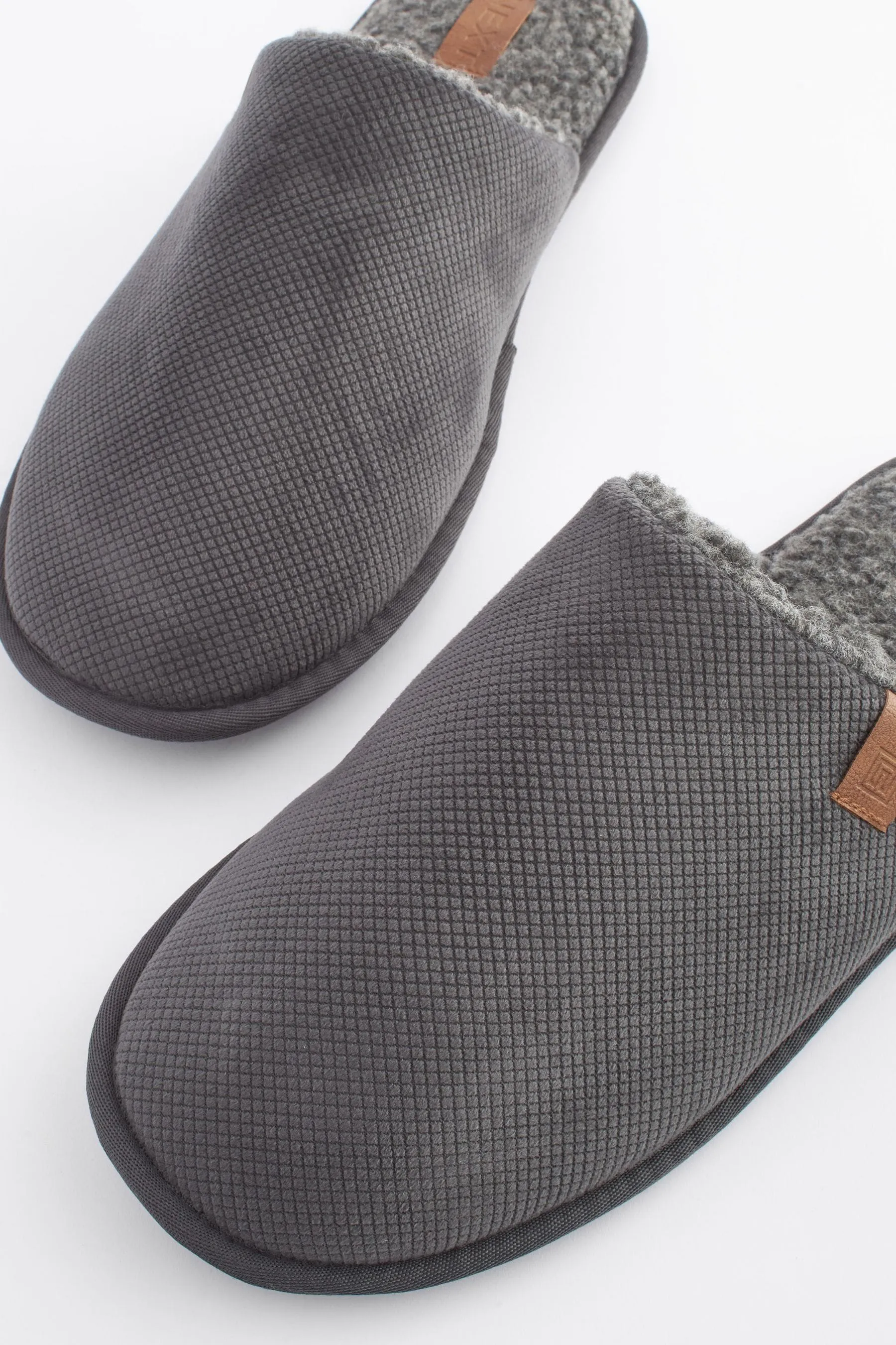 Grigio  - Pantofole a sabot testurizzate