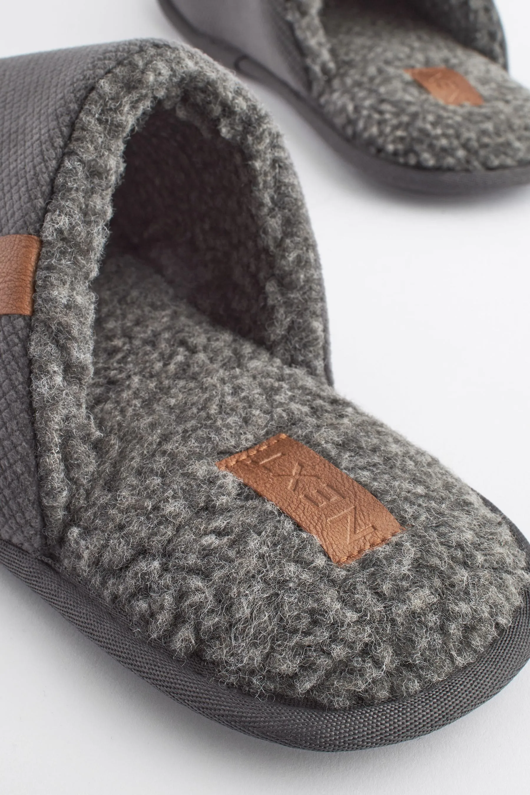 Grigio  - Pantofole a sabot testurizzate